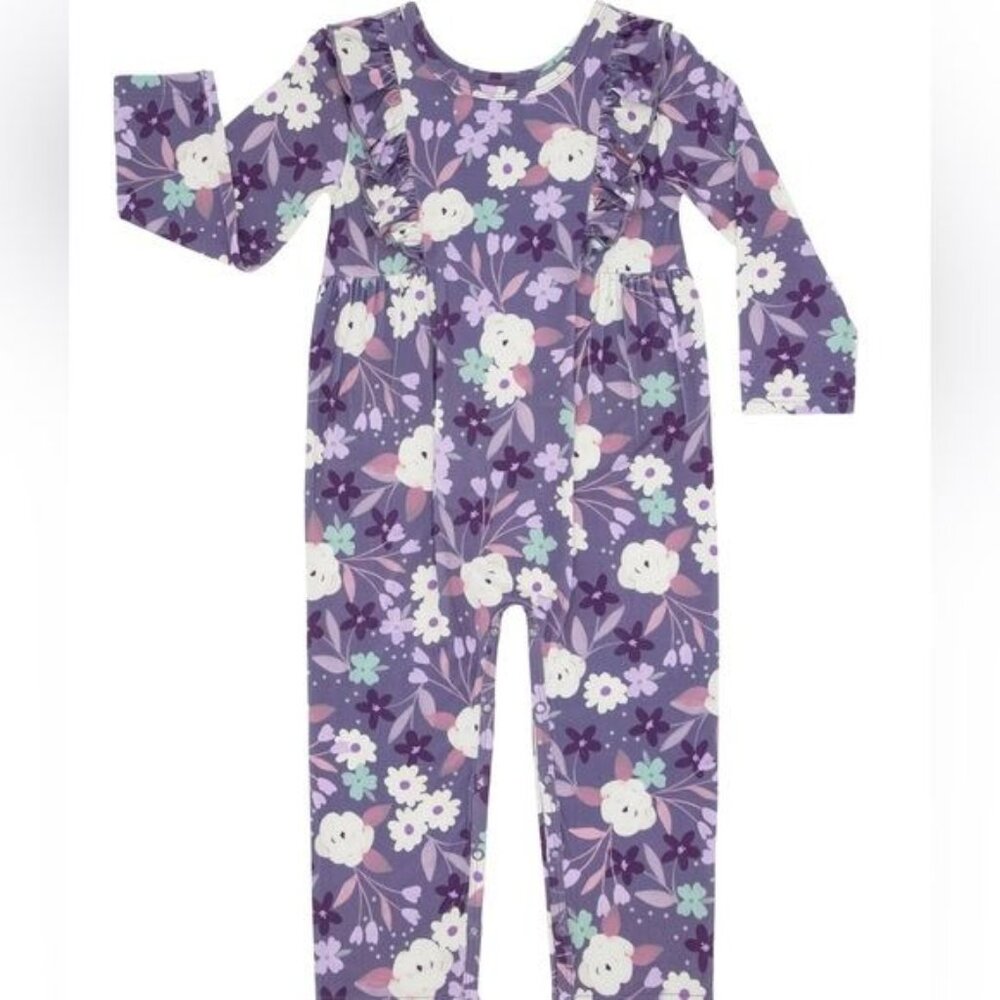 NWT!  Little Sleepies~ Sugar Plum Floral Romper ~ Size 18-24 Mos w Headband